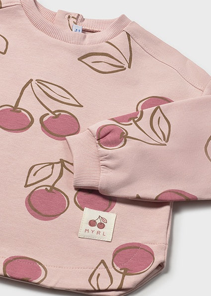 top l/s print sweatshirt - peony-081