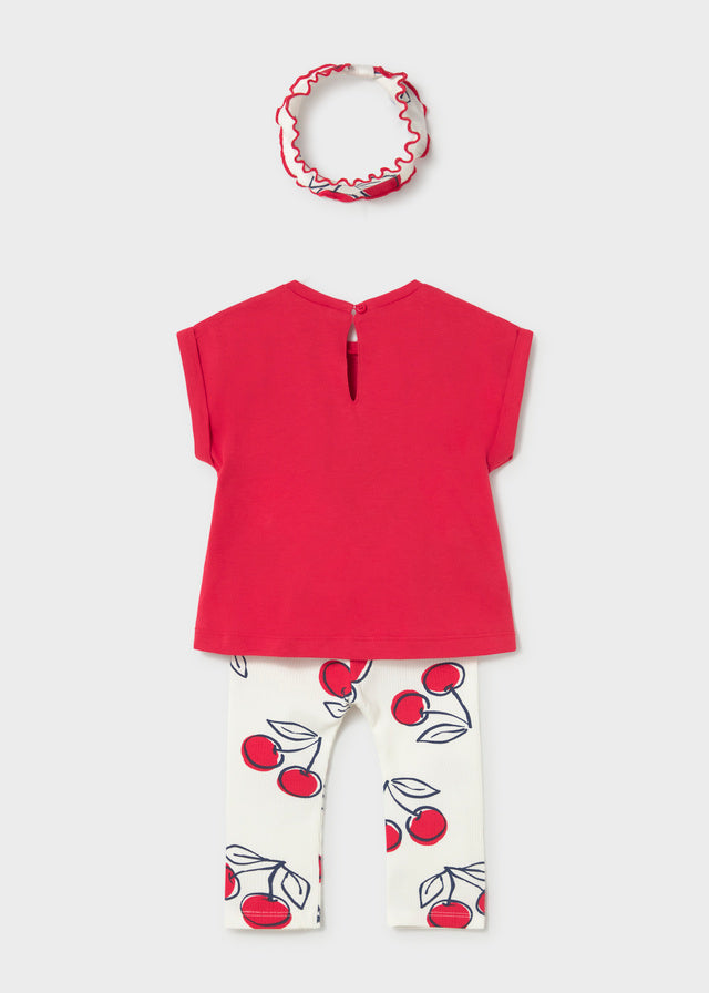 set outfit ice cream tee and cherry leggings with sweatband - red-038
