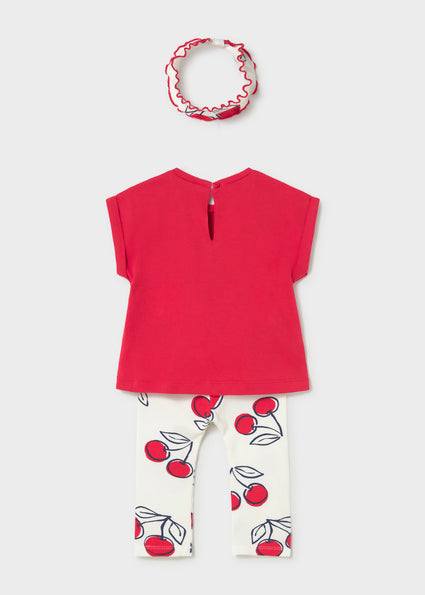 set outfit ice cream tee and cherry leggings with sweatband - peony-037
