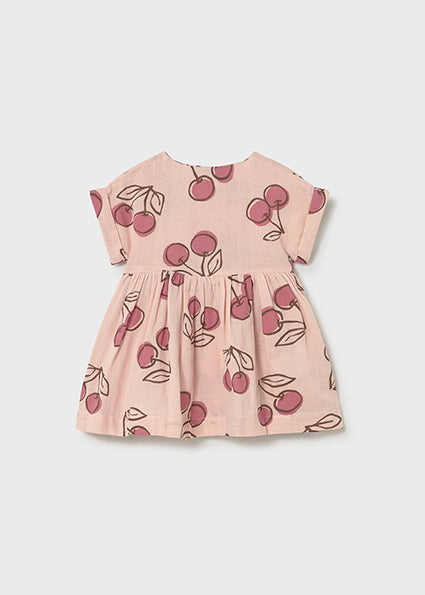 dress linen look cherry print - peony-064