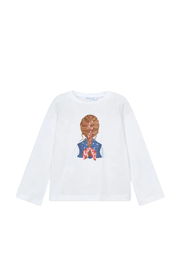 tee l/s braided girl - white-015