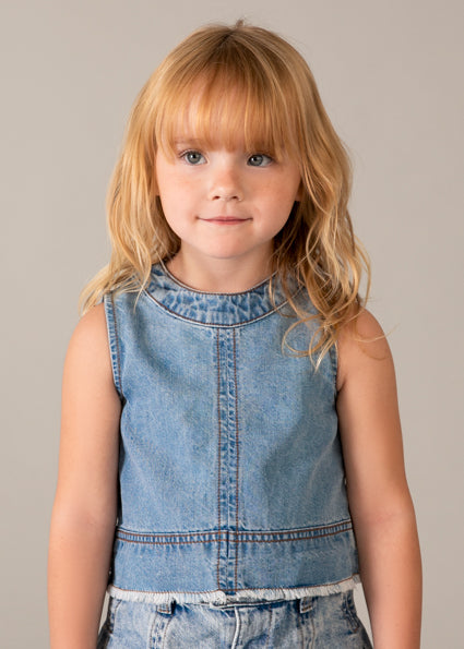 vest denim fringe - light-054