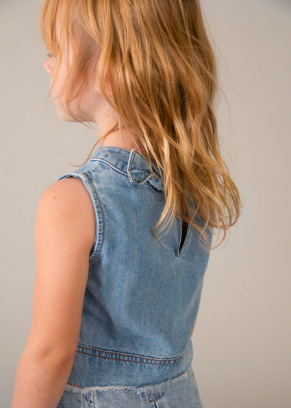 vest denim fringe - light-054