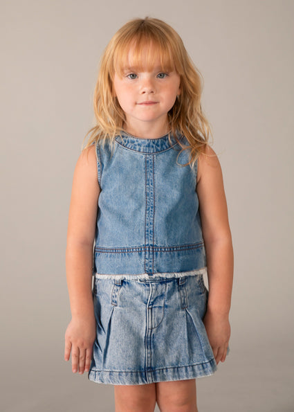 vest denim fringe - light-054