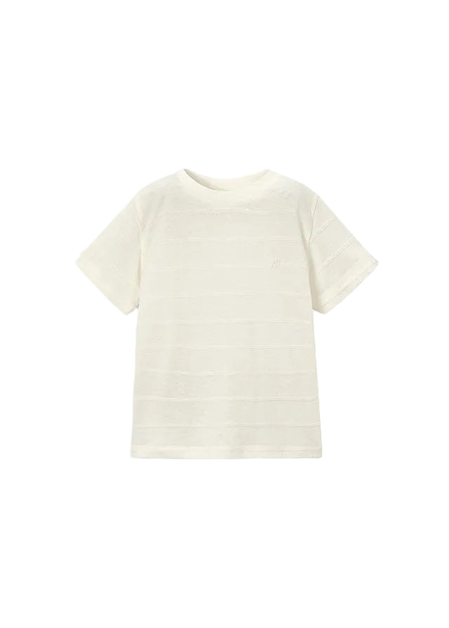 top s/s double stripe knit - cream-057