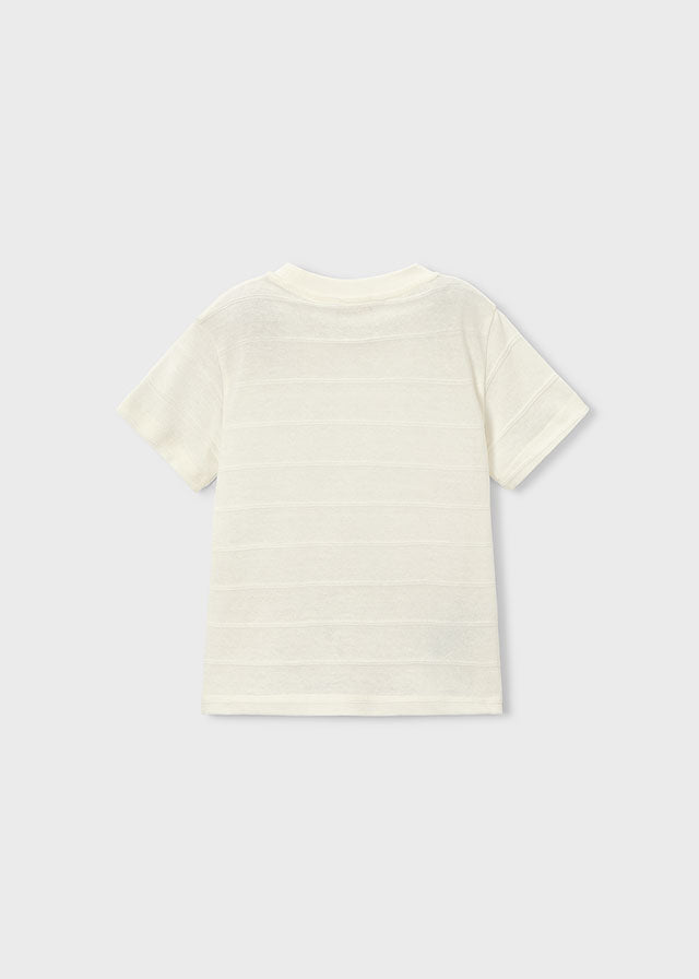 top s/s double stripe knit - cream-057