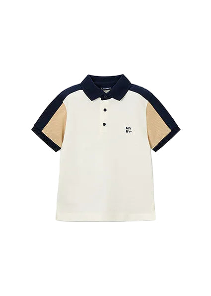 polo s/s color block - cream-041