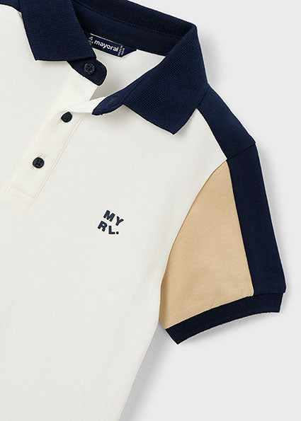 polo s/s color block - cream-041