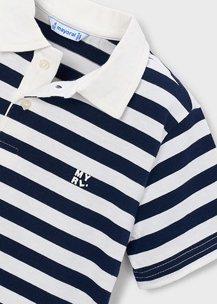 polo s/s striped mini logo - navy-046