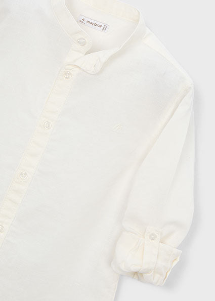 shirt l/s roll up linen - cream-030