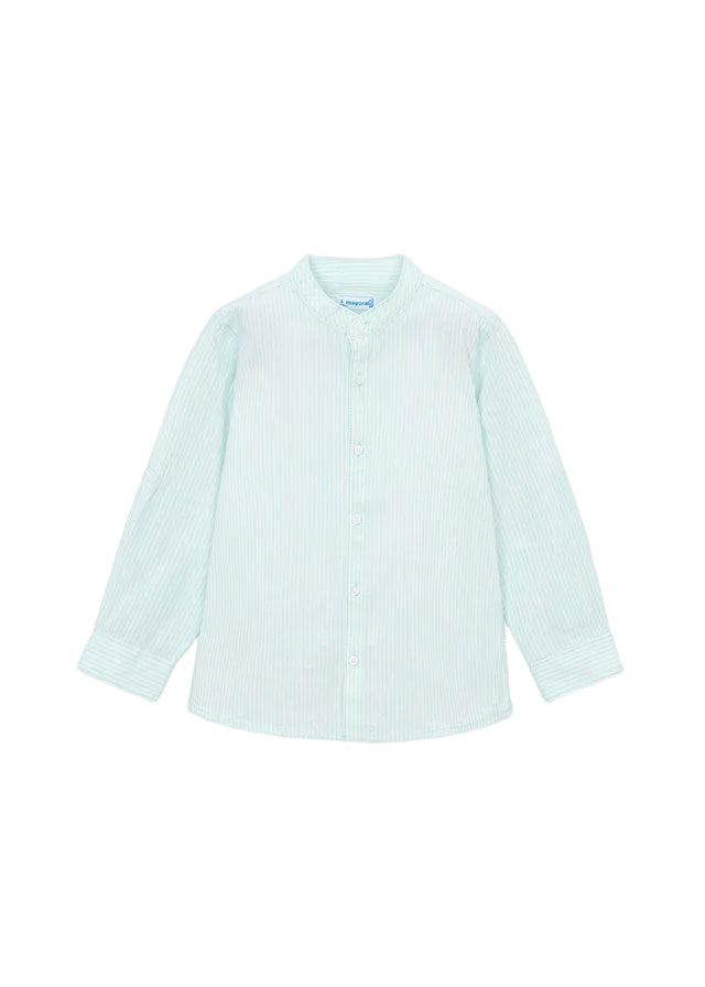 shirt l/s striped roll up mandarin collar - mint-043
