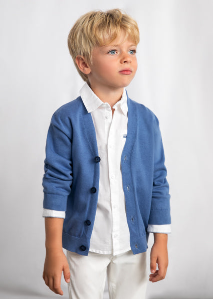 top l/s knit v neck cardigan - indigo-058