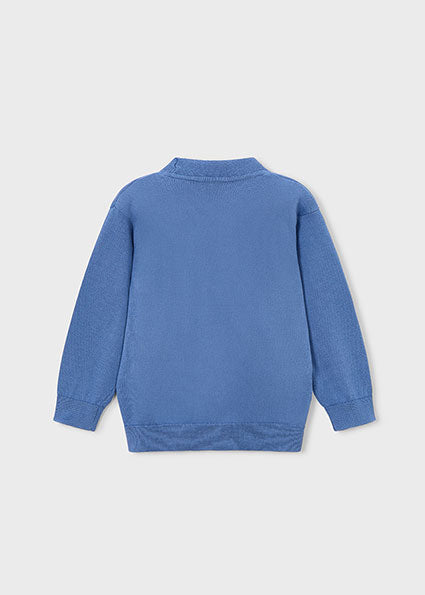 top l/s knit v neck cardigan - indigo-058