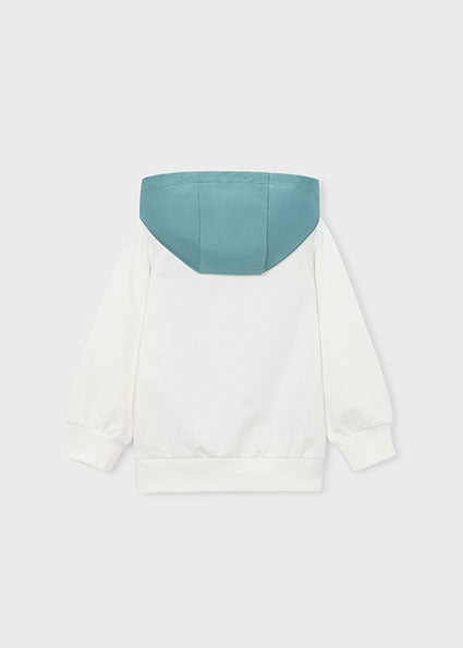 top l/s pullover pocket sweatshirt with hood - cream green-067