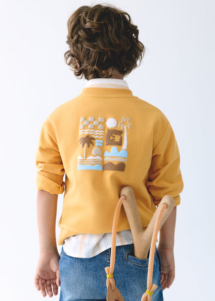top l/s palm tree sweatshirt - peach-031