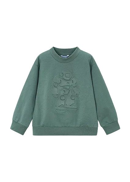top l/s embossed robot sweatshirt - green-033