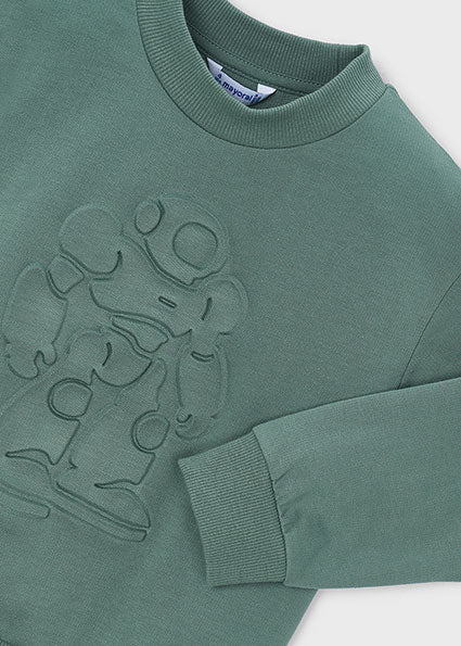 top l/s embossed robot sweatshirt - green-033
