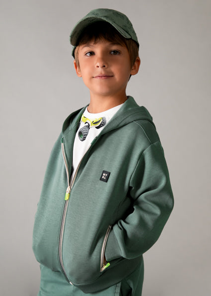 top l/s scuba zip up sweatshirt with hood - green-038