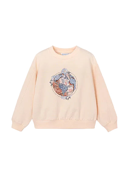 top l/s floral globe sweatshirt - salmon-096