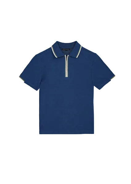 polo s/s color trim half zip - ocean-068