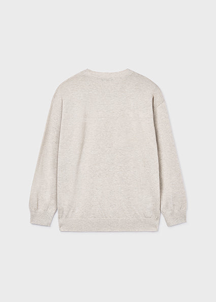 top l/s knit double stripe sweater - h.stone-014