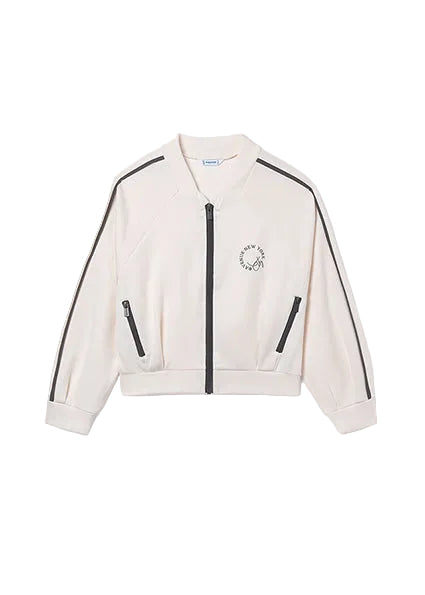 top l/s bomber style zip up - bone-061