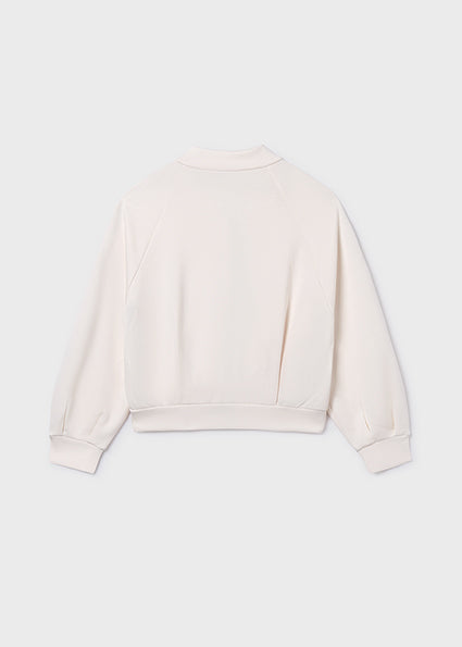 top l/s bomber style zip up - bone-061