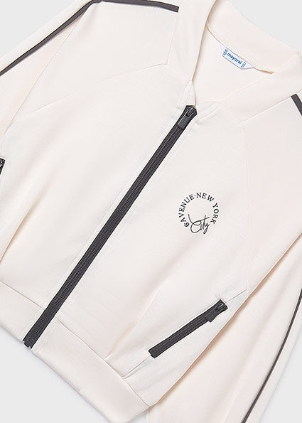 top l/s bomber style zip up - bone-061