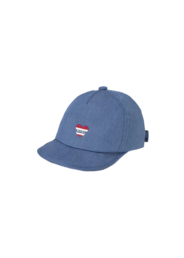 cap denim heart logo with back bow - denim-010