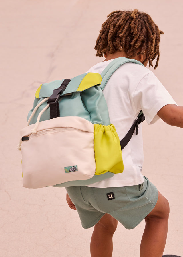 backpack color block drawstring - green-056