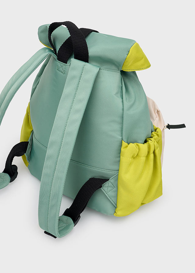 backpack color block drawstring - green-056