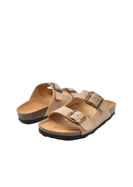 slippers double buckle cork sole - sand-015