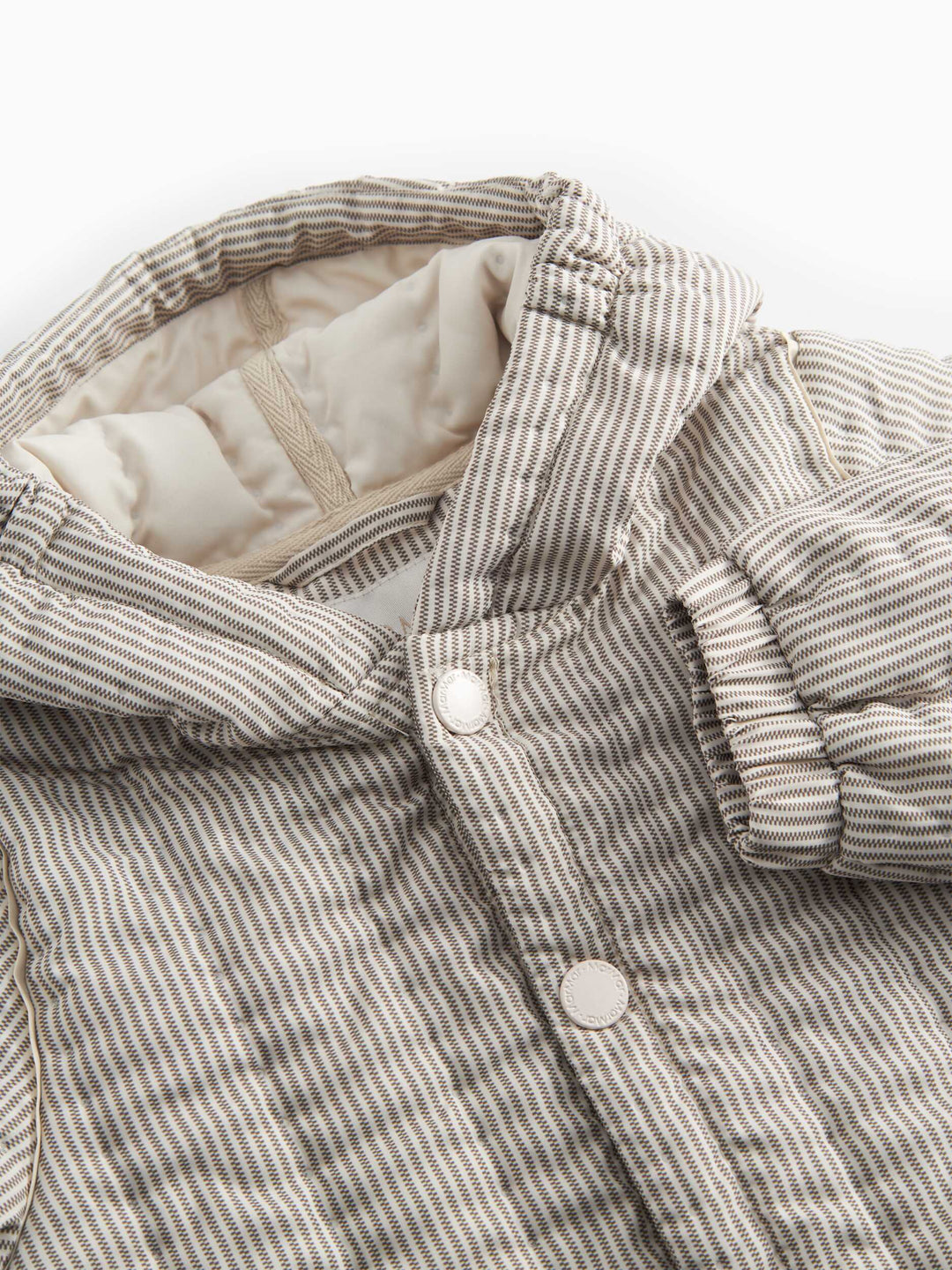 jacket striped puffer with hood - dark brown stripe