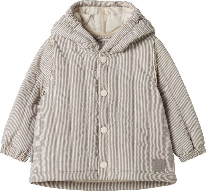 jacket striped puffer with hood - dark brown stripe