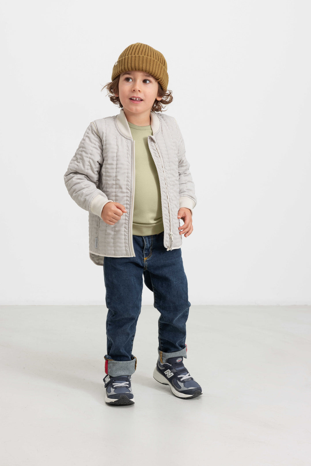 jacket striped bomber style - dark brown stripe