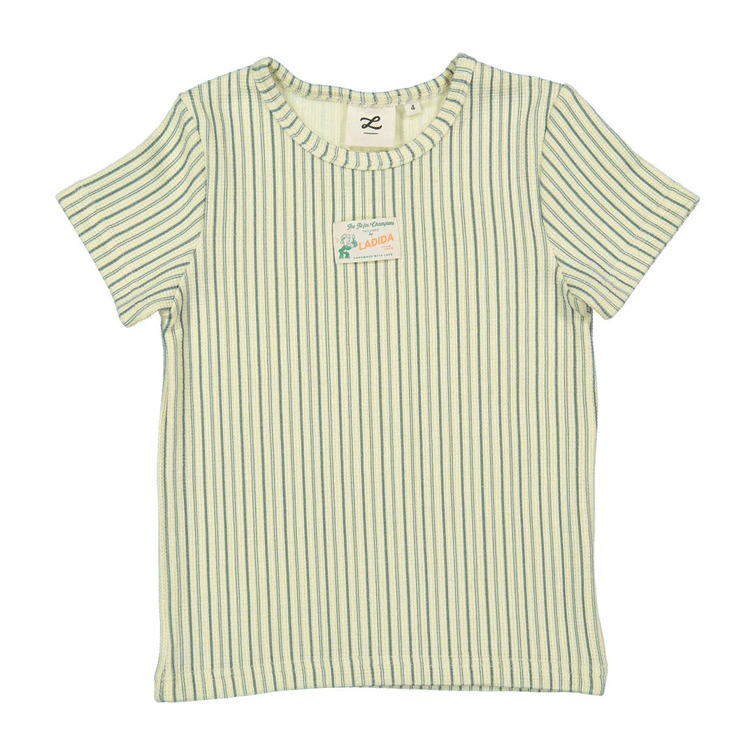 tee s/s waffle stripe - cream