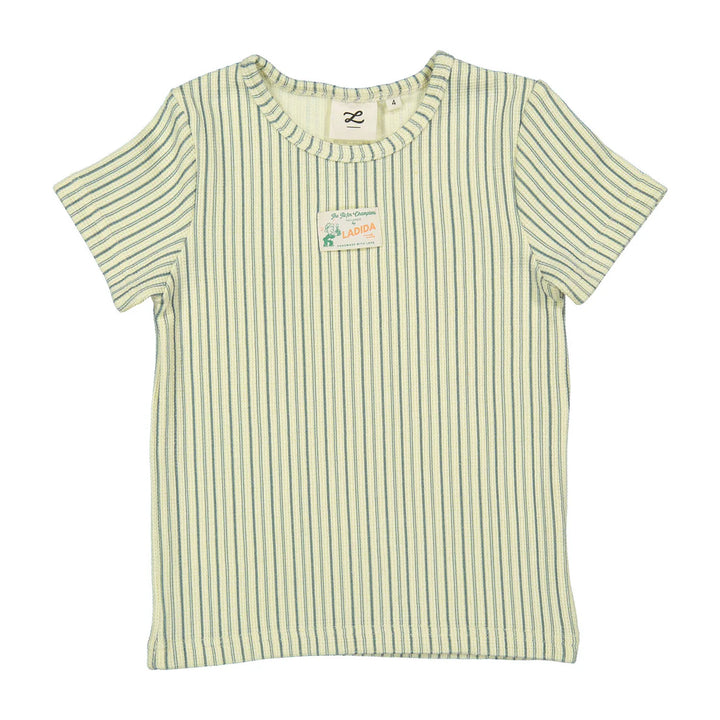 tee s/s waffle stripe - cream