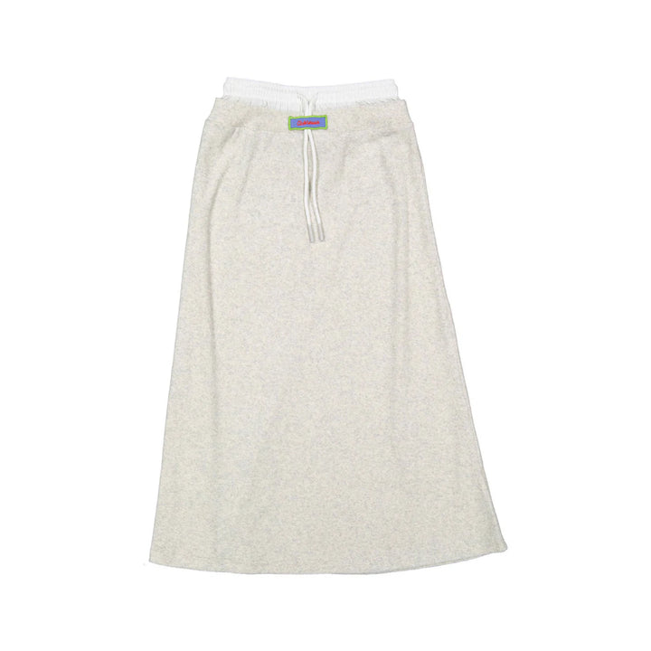 skirt double waistband terry drawstring - heather grey