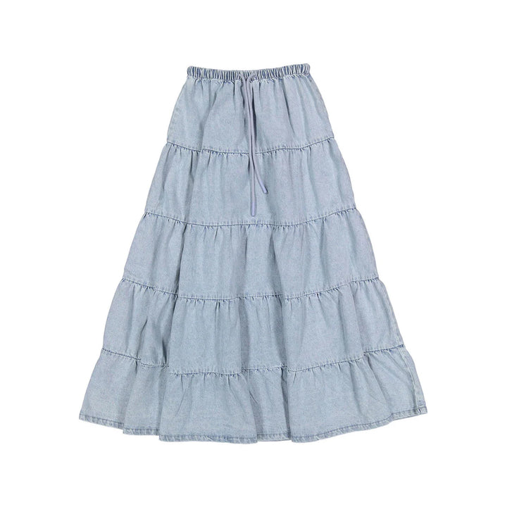 skirt denim tiered - denim