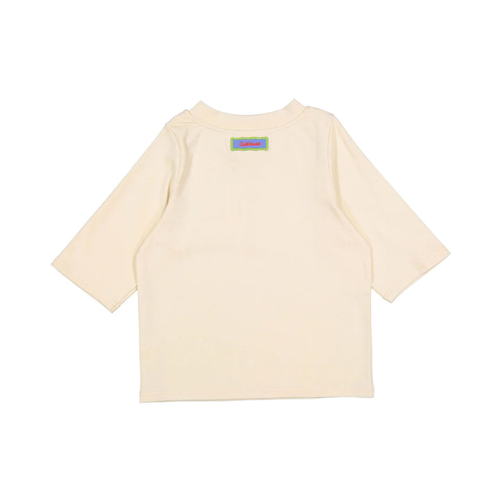 tee l/s retro graphic v neck - white