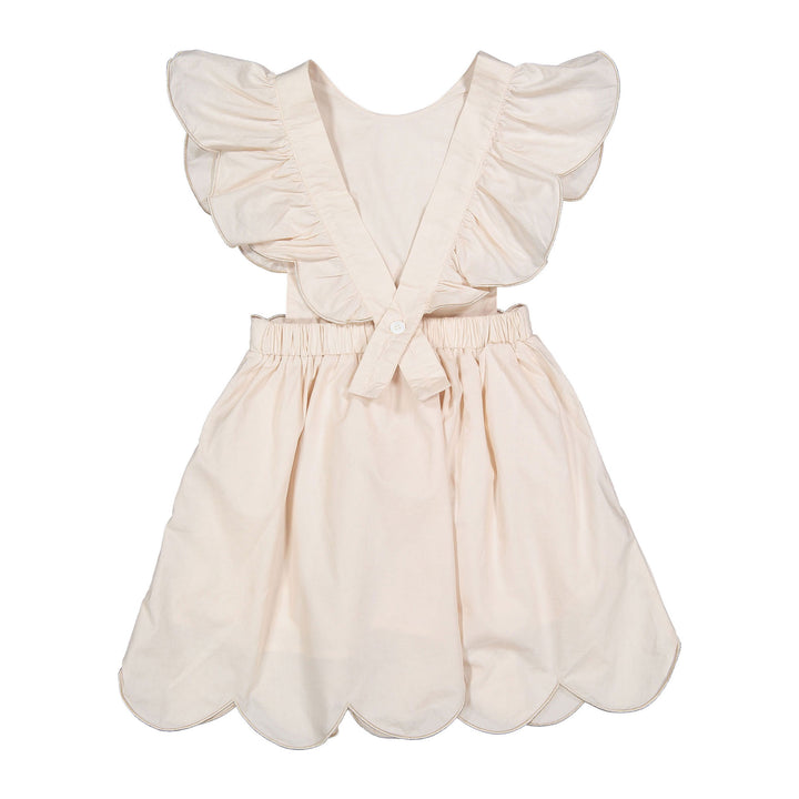 dress rose embroidered scalloped jumper - cream
