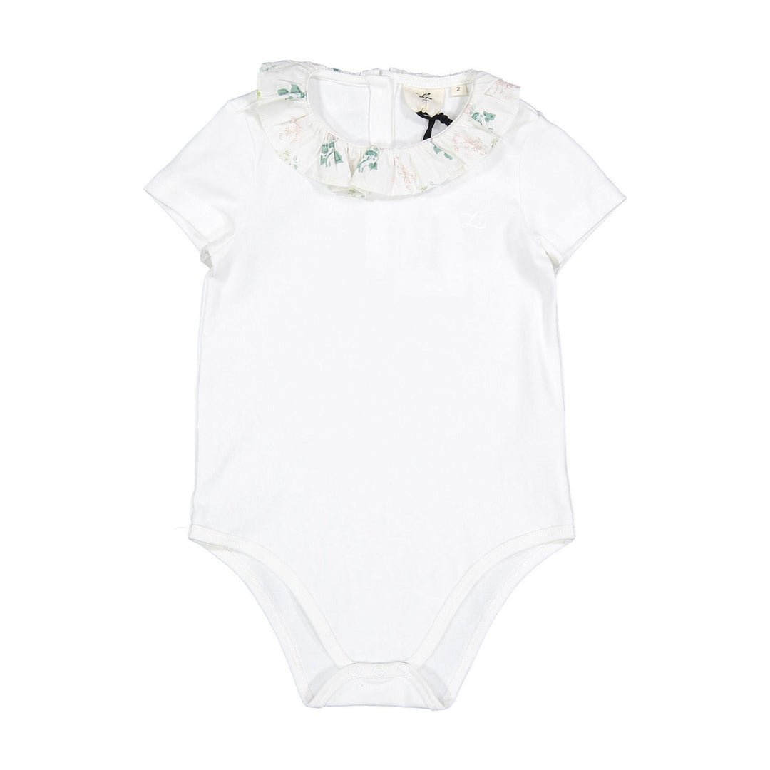 onesie geranium ruffle collar - white