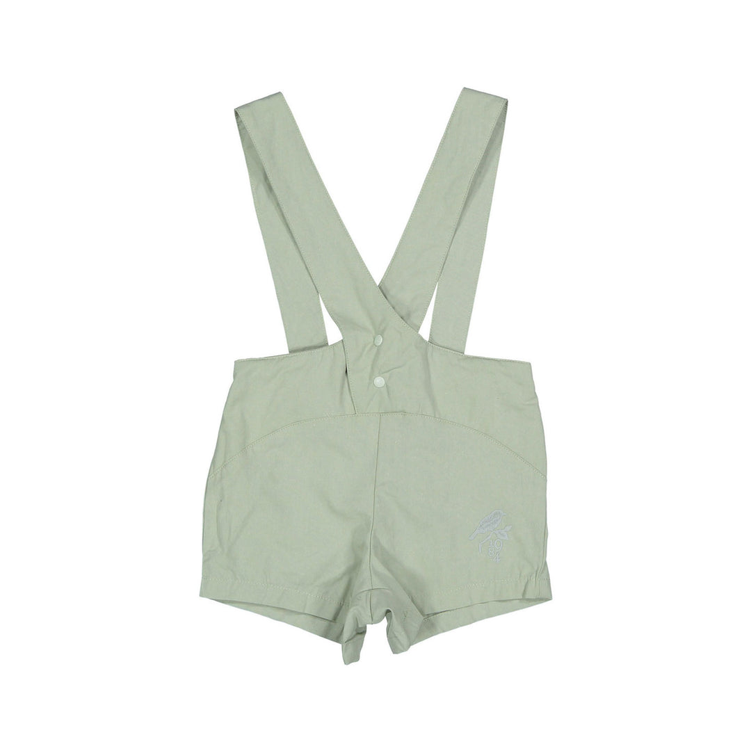one piece overlap button overalls - sage