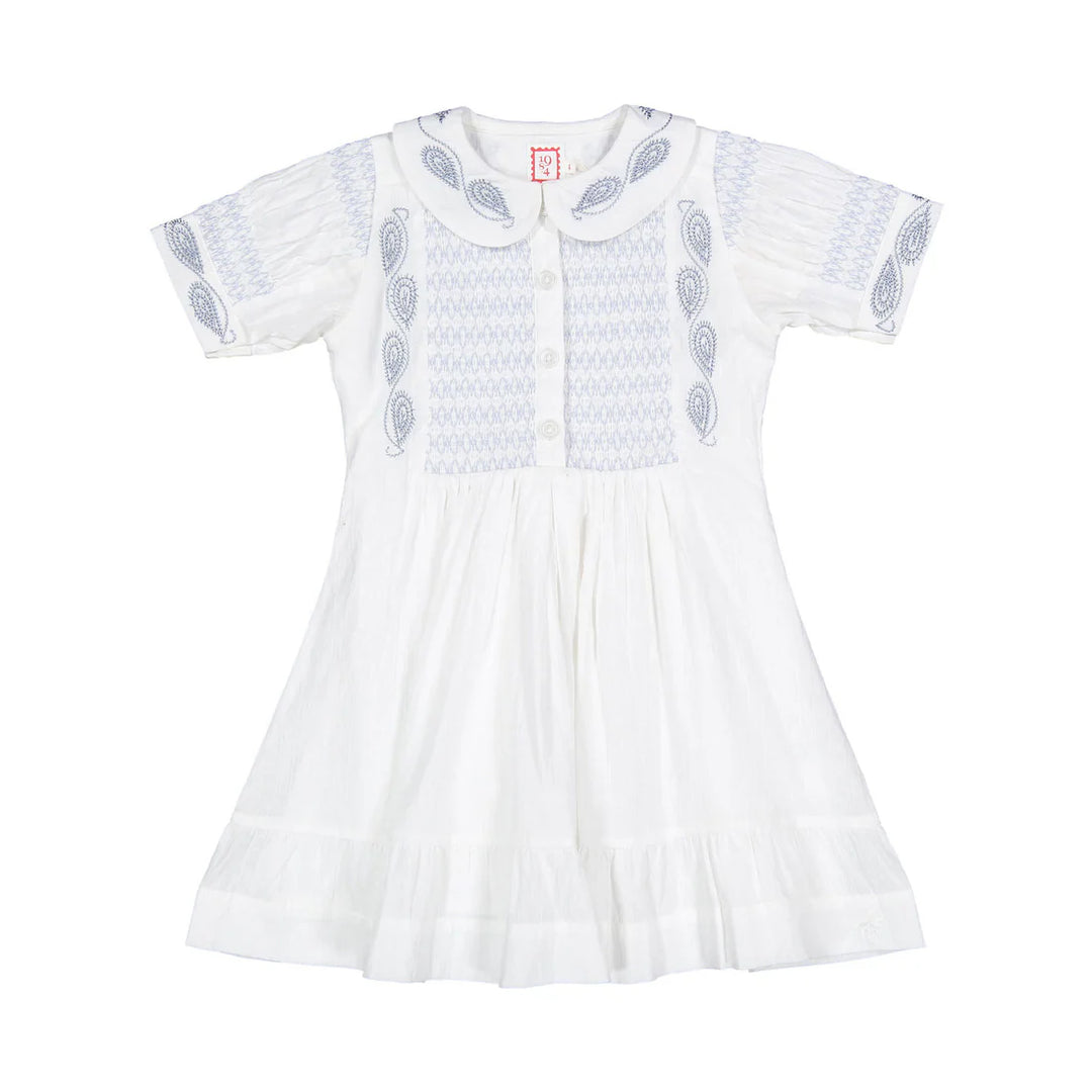 dress s/s embroidered smock