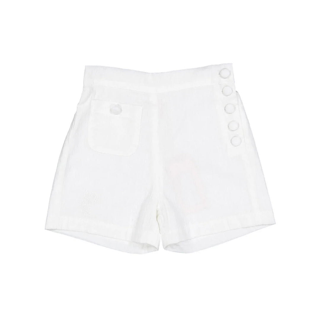 shorts embroidered button - white