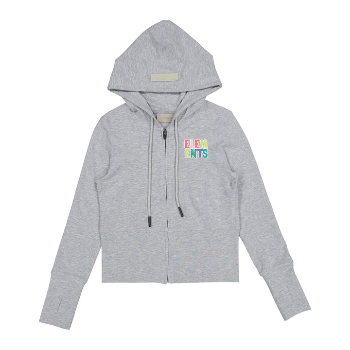 top l/s active zip up hoodie - heather grey