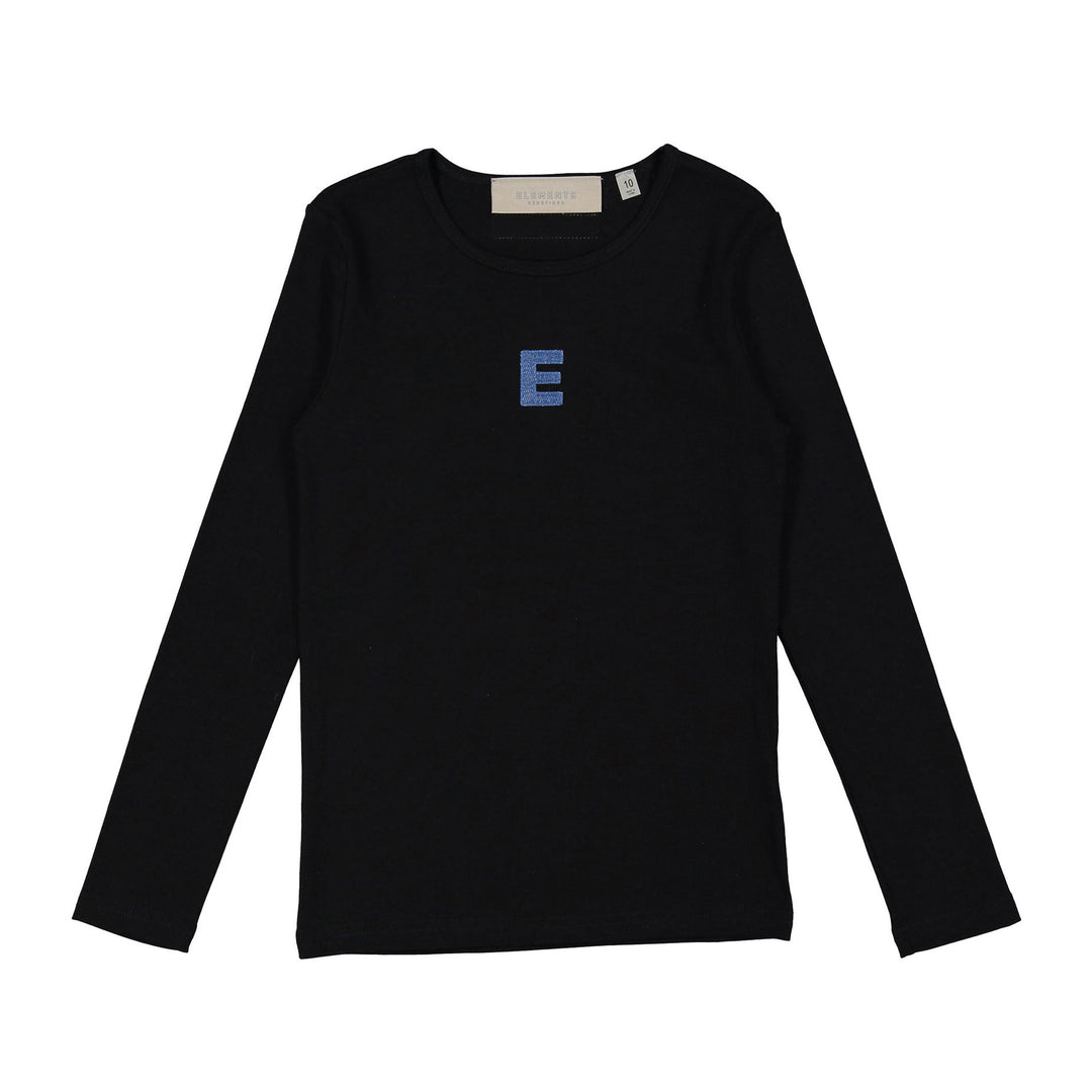 tee l/s e logo - black denim