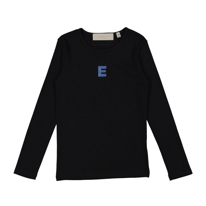 tee l/s e logo - black denim