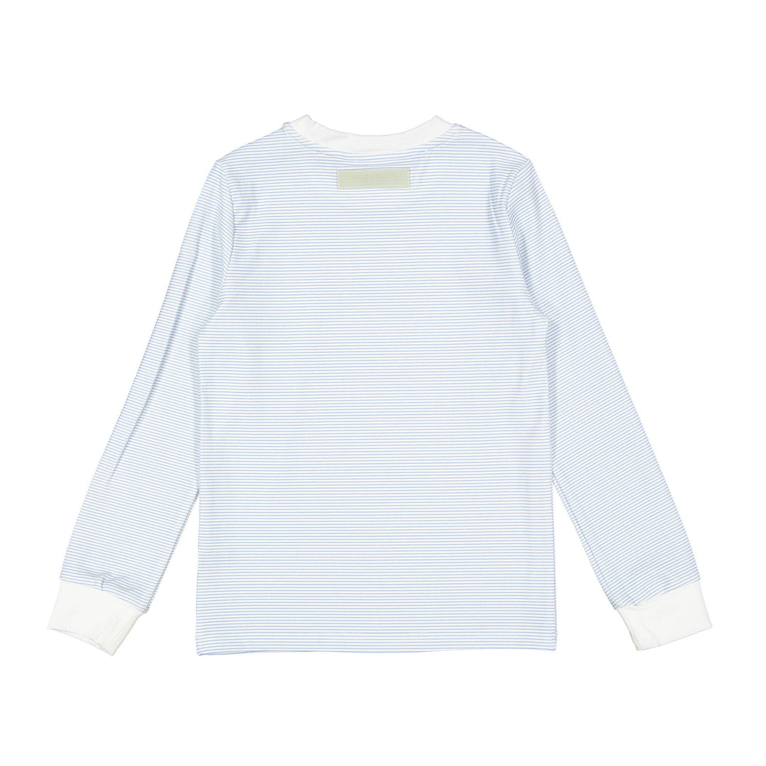 tee l/s striped logo - blue/white