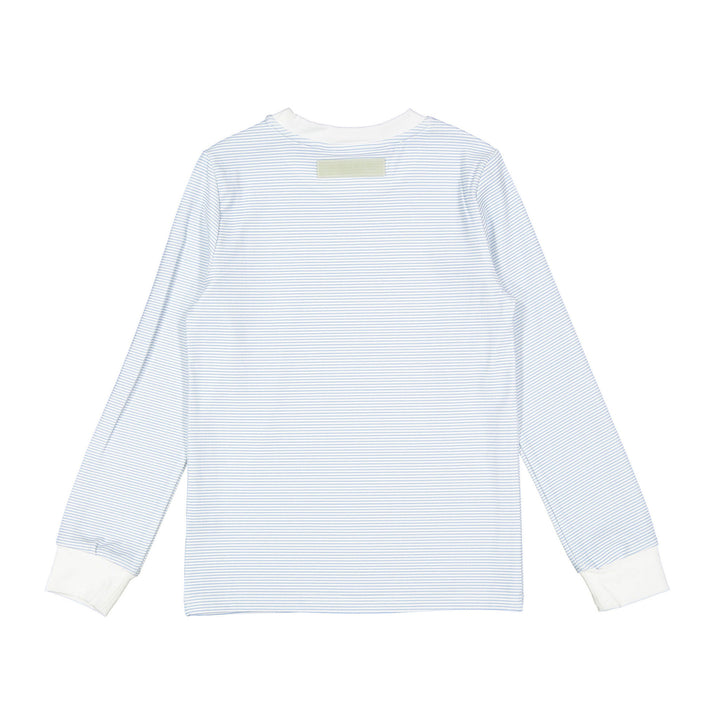 tee l/s striped logo - blue/white